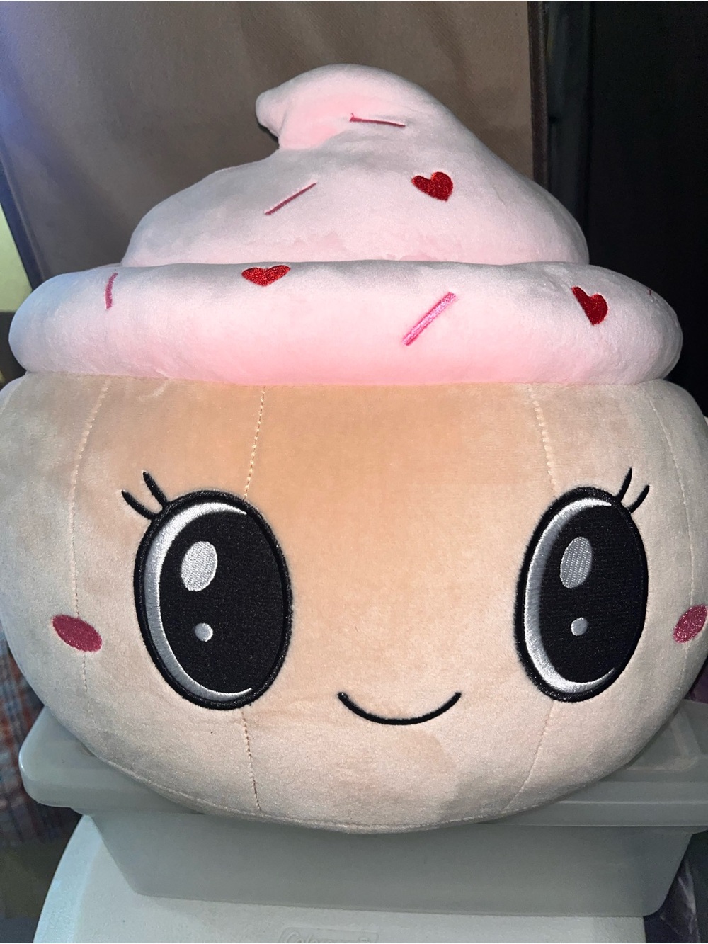 Cute Pink Frosting Cupcake Plush Pillow